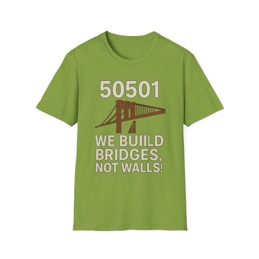 Bridges Not Walls T-Shirt, Casual Unisex Tee - Image 13