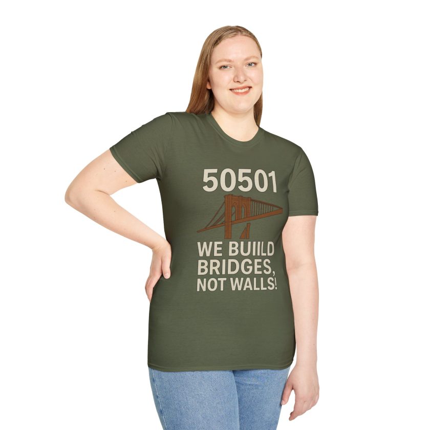 Bridges Not Walls T-Shirt, Casual Unisex Tee - Image 3